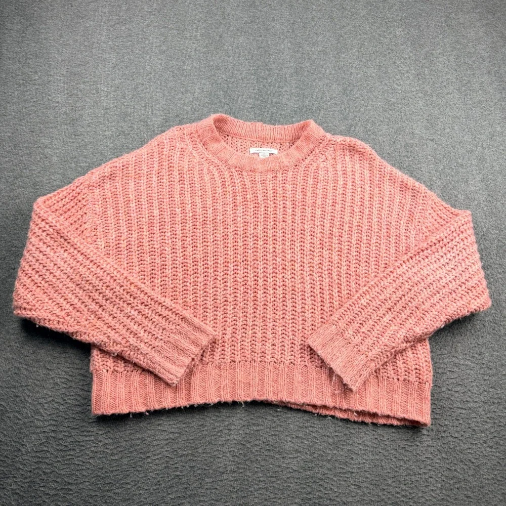 American Eagle Sweater Women's Small Pink‎ Chunky Ribbed Knit Crewneck Pullover